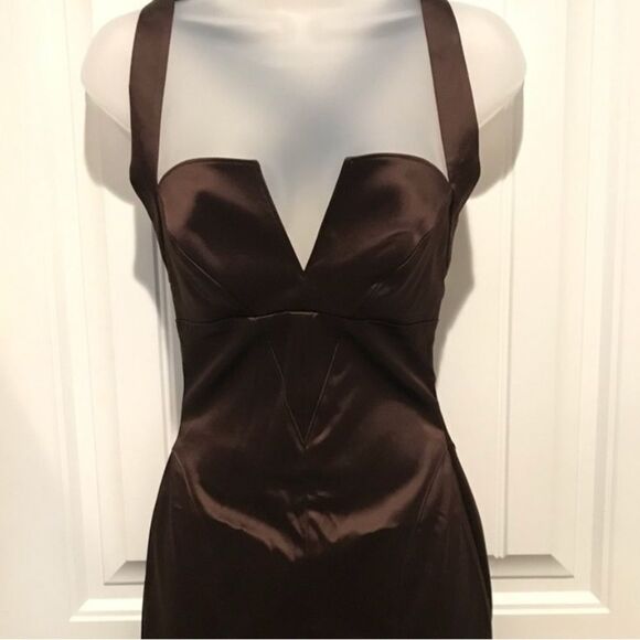 bebe Y2K Chocolate Brown Satin Mini Dress Small - Picture 1 of 7